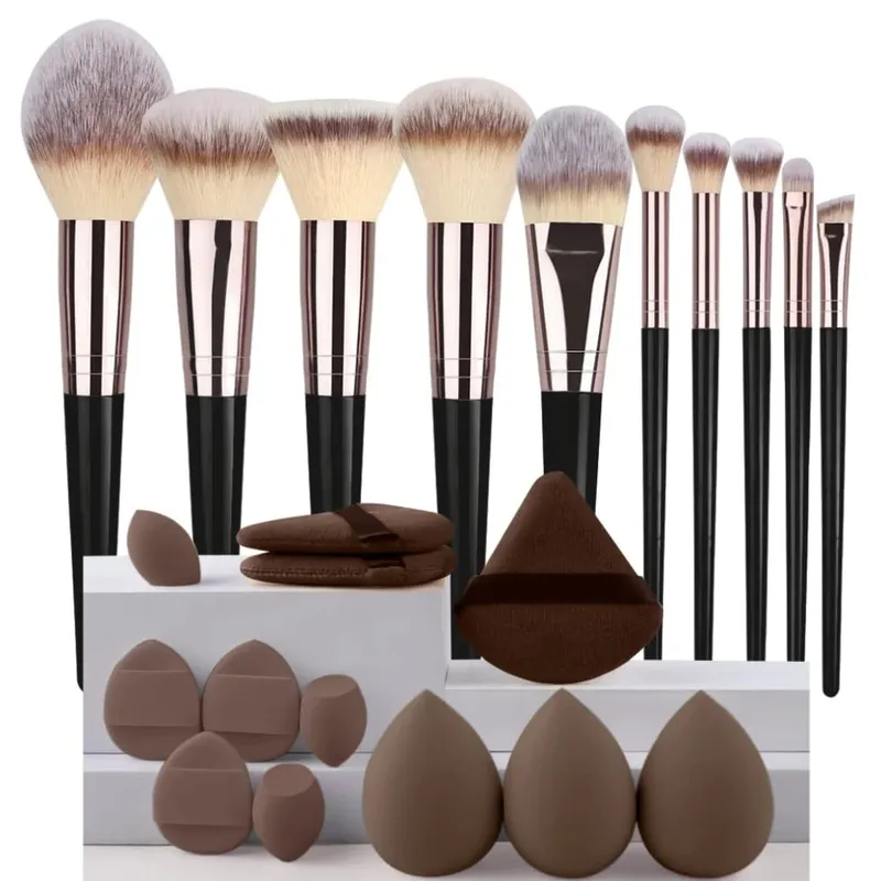 Conjunto de pincéis de maquiagem profissional, base corretivo, pó, sombra, blush, kabuki, mistura, ferramenta de beleza cosmética