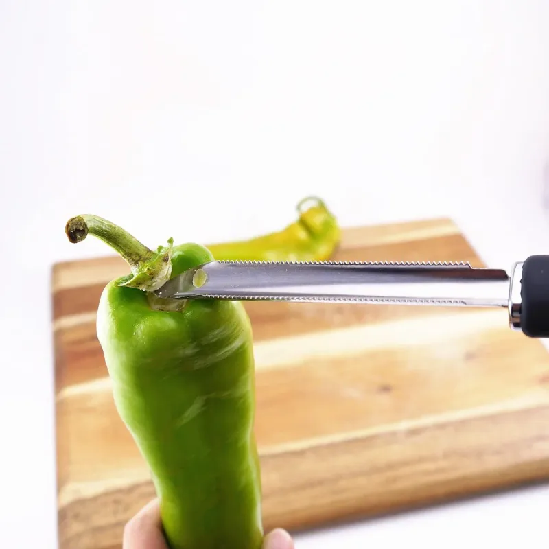 Extrator de núcleo de pimentão casa portátil aço inoxidável abobrinha abobrinha pepino corers gadgets cozinha especial com borda serrilhada