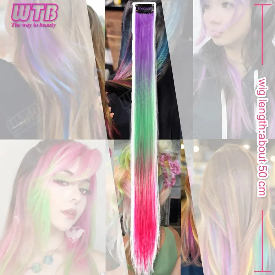 Extensões de cabelo sintéticas coloridas WTB BB Clip estilo extensões de cabelo de cor gradiente adequadas para uso diário feminino e feriados