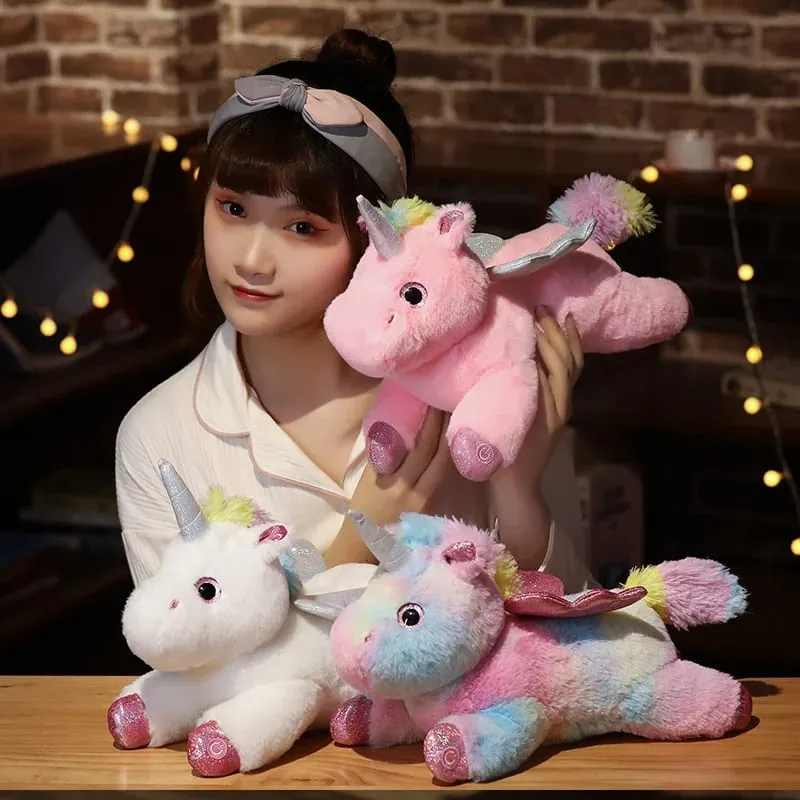 38cm creative Toy Luminous Pillow Soft Stuffed Plush Glowing Unicorn Cushion Led Light Toys Gift For Kids Children Girls