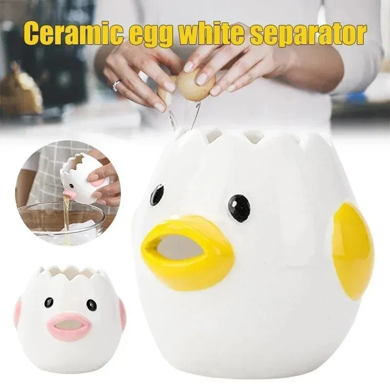 Engraçado pequeno pintinho separador adequado ovos gema branco separador cerâmica criativo dos desenhos animados ovos ferramentas de cozinha casa cozinhar acessório