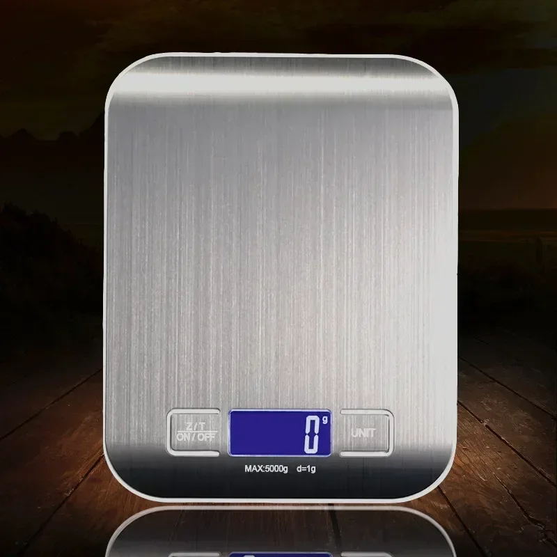 Balança digital de cozinha, 5kg/10kg, alimentos, multifuncional, aço inoxidável, display lcd, medição de gramas, onças, cozimento