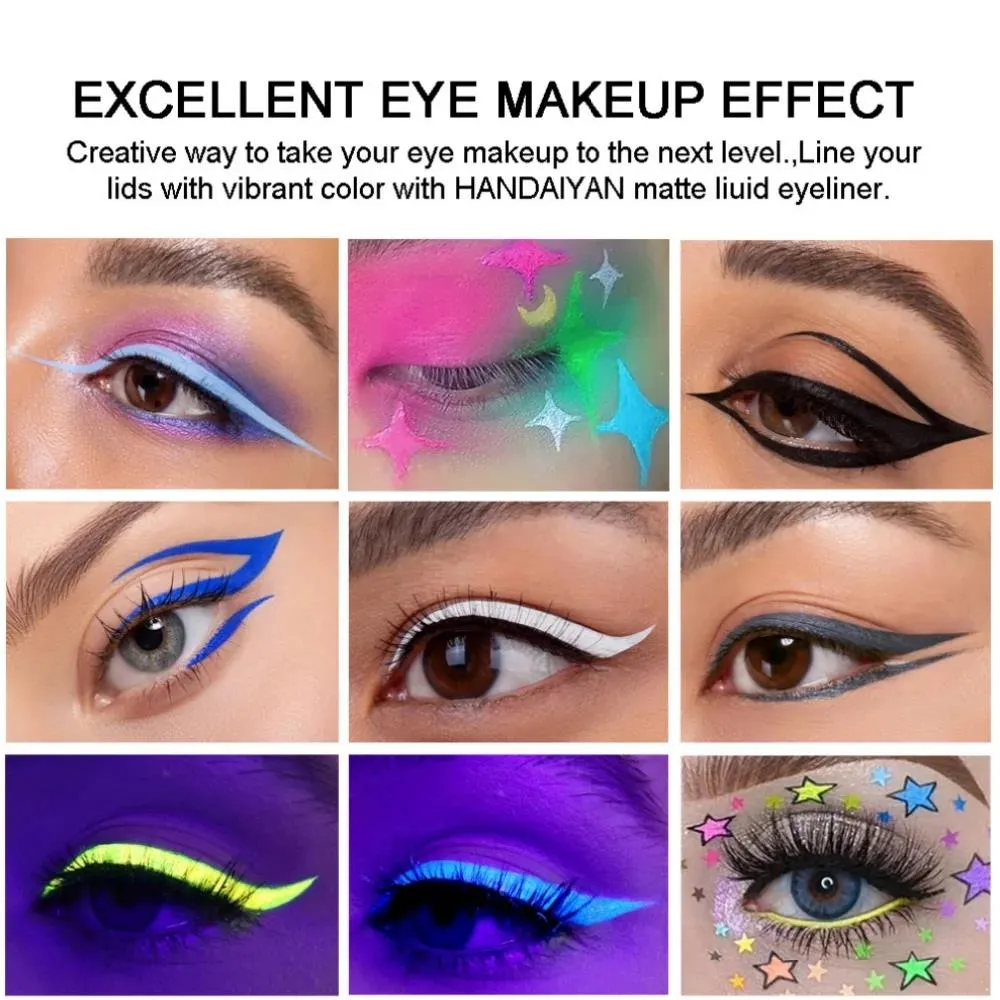 Conjunto de canetas delineadoras à prova d'água, 12 cores, fosco, longa duração, 24 horas, fluorescente, lápis de delineador para decoração de maquiagem facial