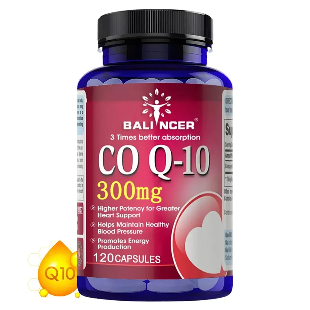 Cápsulas de CoQ10 300 mg - Antioxidante altamente absorvível, suporte de energia cardiovascular para o coração, vegano, não transgênico, sem glúten