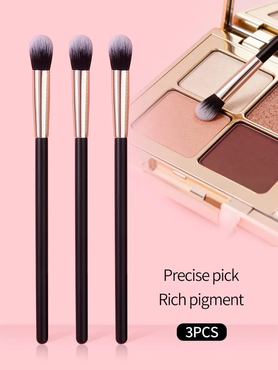 Conjunto de pincéis de maquiagem profissional para olhos, 3 peças, fibra sintética macia, pincel de mistura de sombra, pequenos detalhes, ferramentas cosméticas de beleza