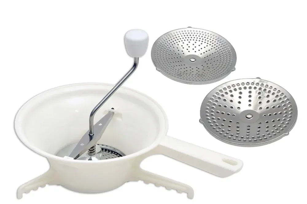 Moedor de alimentos com manivela manual equipado com 3 discos de moagem Moedor de alimentos vegetais e frutas adequado para molho de tomate purê de batata