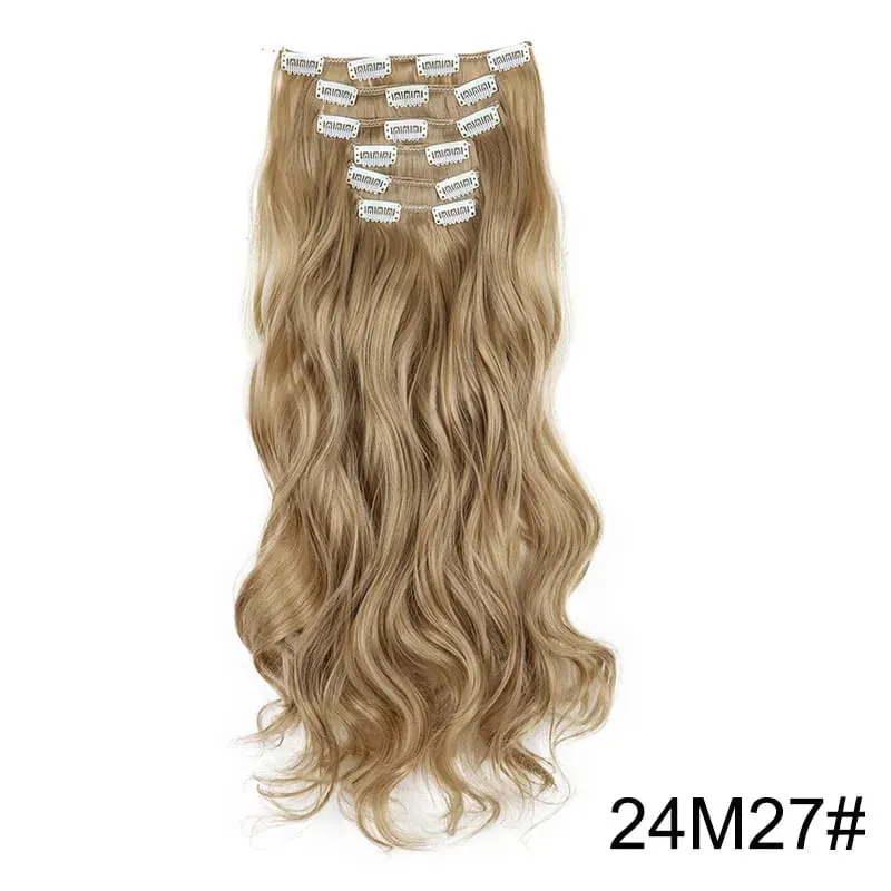 22 Polegada sintético 6 pçs/set longo encaracolado extensão do cabelo grosso macio peruca para cobertura de linha fina curta para uso diário feminino