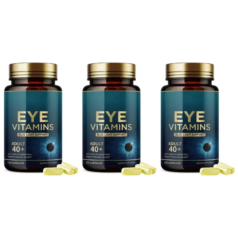 Cápsulas de vitaminas para os olhos, suporte de luz azul com luteína e zeaxantina para mais de 40 cápsulas de suporte à saúde macular para homens e mulheres 120 cápsulas