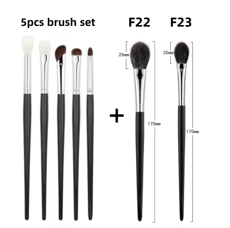 Conjunto de pincéis para sombra, cabelo natural, 5 peças, pincéis de maquiagem, ferramentas de beleza