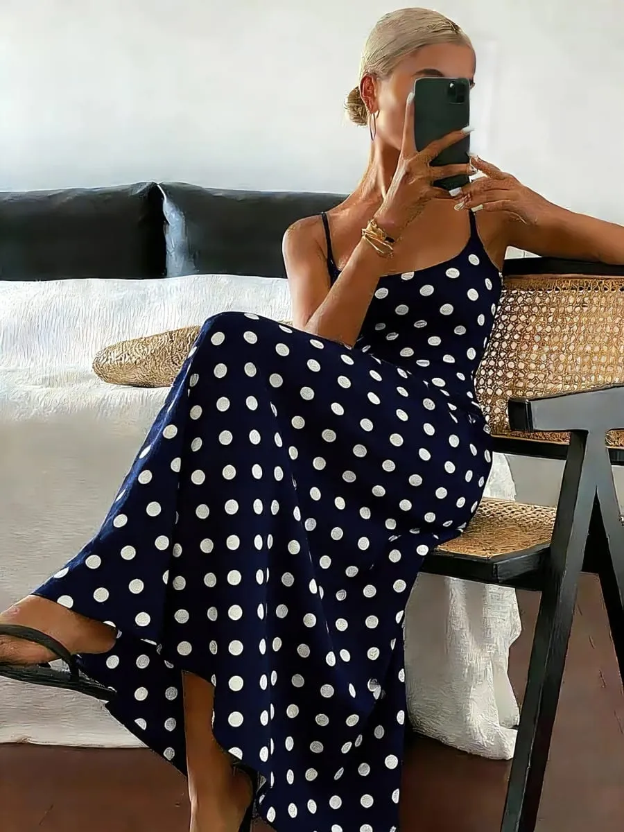 Spring/Summer New Elegant Polka Dot Print Slimming Dress Elegance Fashionable Women's Clothing Casual Midi Dress