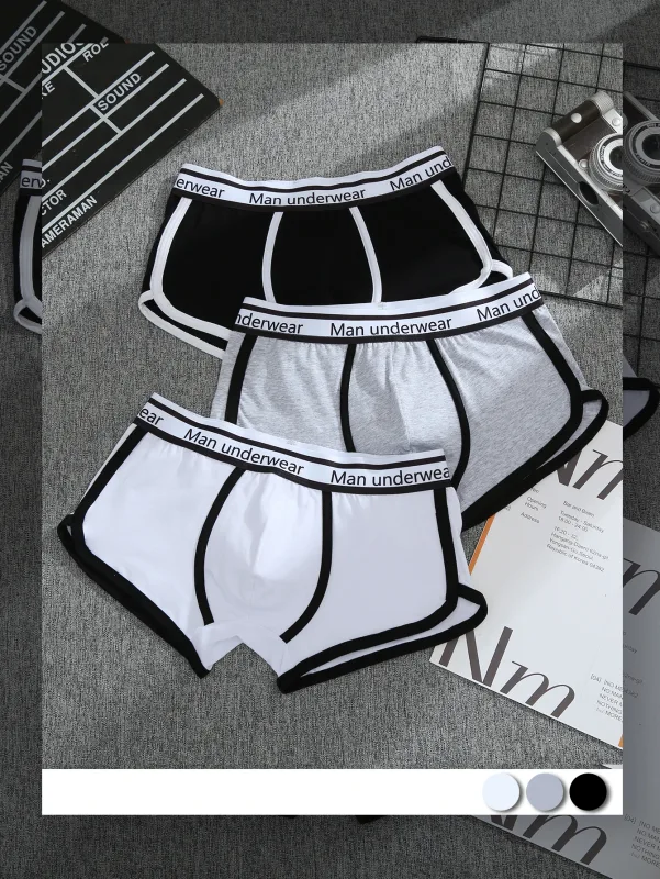 1/4 pçs roupa interior masculina boxers calcinha de algodão respirável sólido boxershorts masculino meados de cintura cuecas tendência homem shorts homme