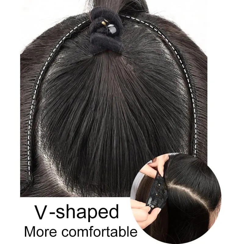 22 Polegada sintético longo micro encaracolado em camadas extensão do cabelo remendo natural olhando invisível peruca de uma peça para mulher — image 6