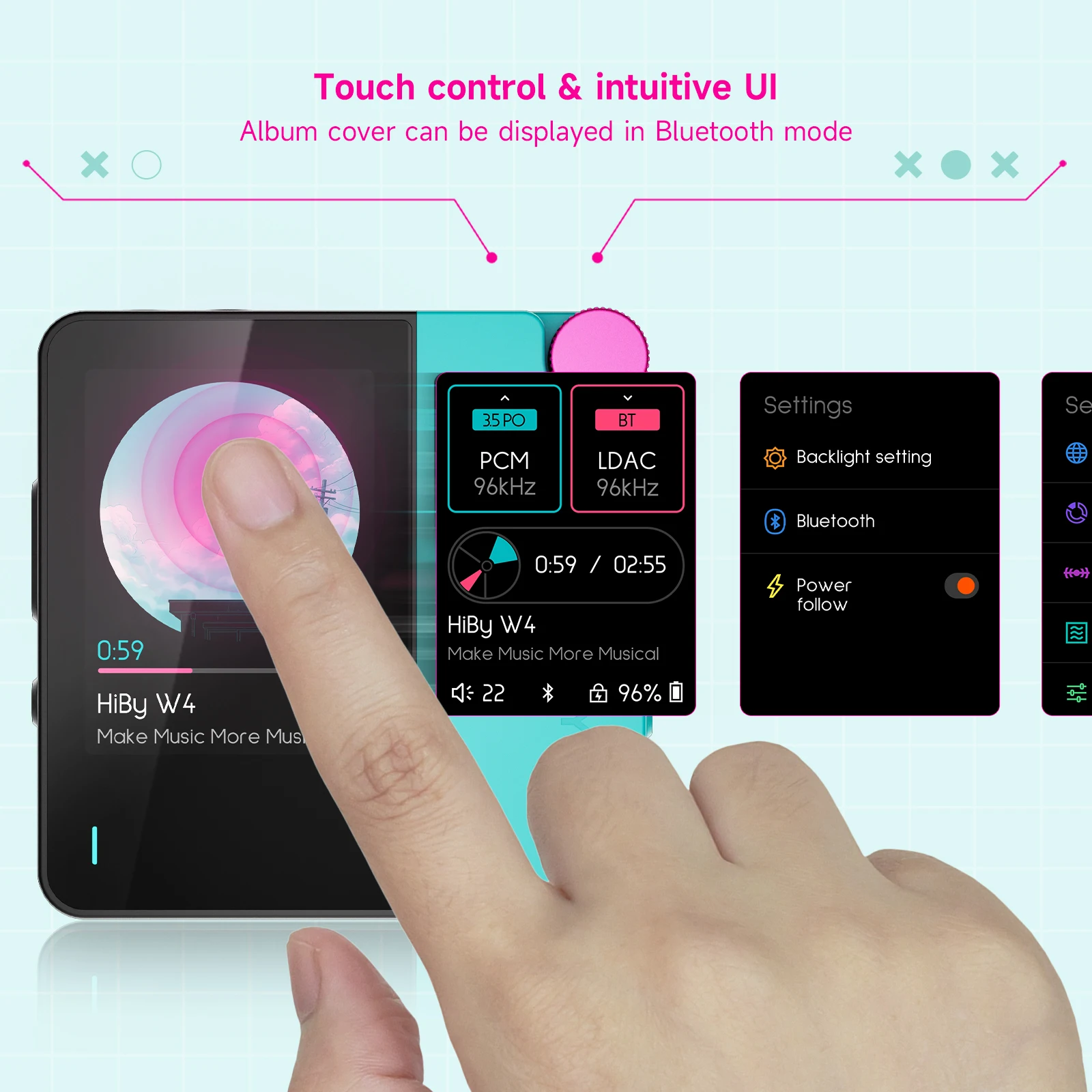 HiBy W4 3.5mm 4.4mm Wireless Audio HiFi Headphone Amplifier Bluetooth 5.4 NFC CarPlay UAT LDAC AptX HD AptX-LL 1500mAh MagSafe