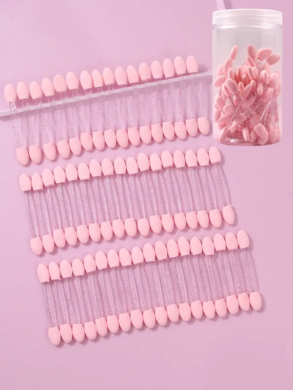 50pcs Disposable Eye Shadow Brush Makeup Dual Sided Sponge Nylon Set Eye Shadow Brushes For Cosmetic Applicator Makeup Tools