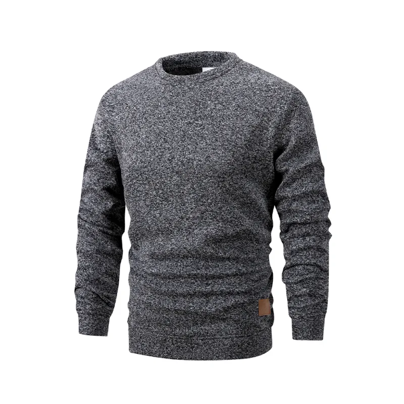 Moletom masculino quente com gola redonda, forrado de lã, pulôver térmico, outono inverno, moda casual, suéter solto de malha com capuz de manga comprida