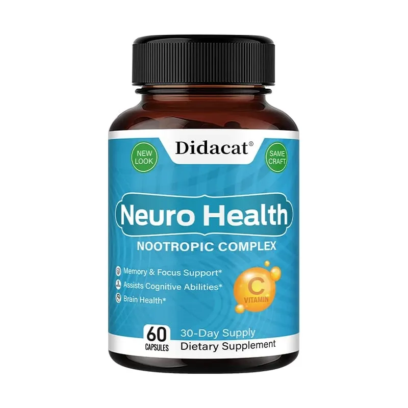 Complexo de Nutrição Cerebral - com Extrato de Bacopa Neuro Health Support Antioxidante Promove a Saúde Nervosa Energia Celular