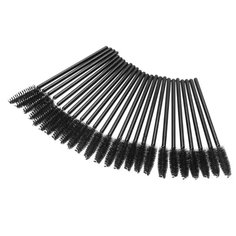 100 preto descartável vison cílios mini escovas aplicadores de rímel cílios maquiagem escova ferramentas de beleza