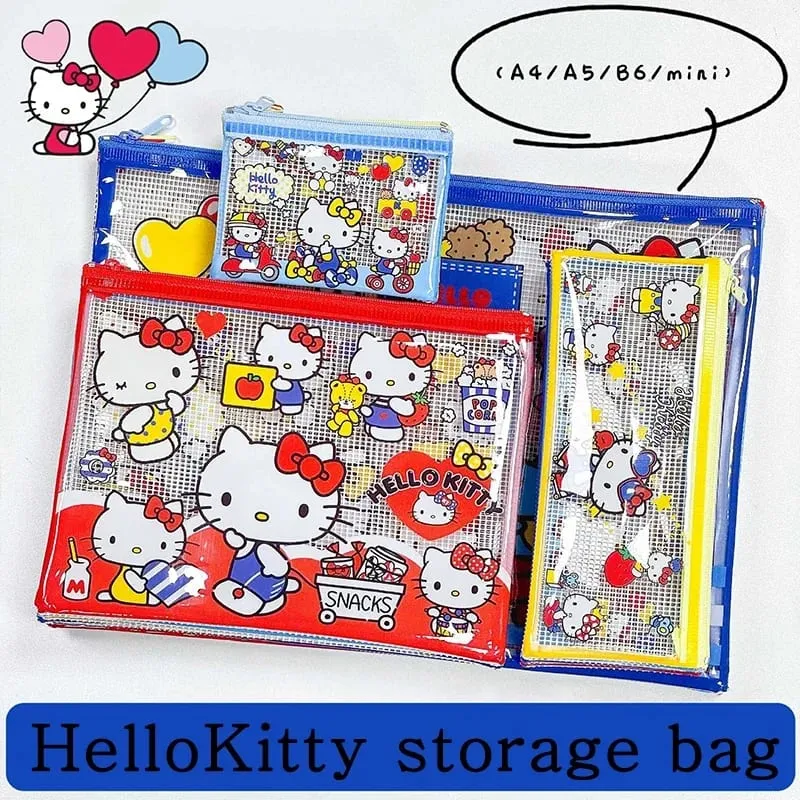 HelloKitty 卡通週邊文具袋筆袋多用途收納袋 PVC 防水材質 4 件