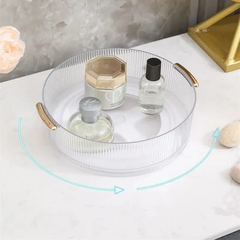 360° Rotating Transparent Acrylic Makeup Organizer Cosmetic Tools Storage Box Makeup Brushes Organizer Storage Baskets Organizer