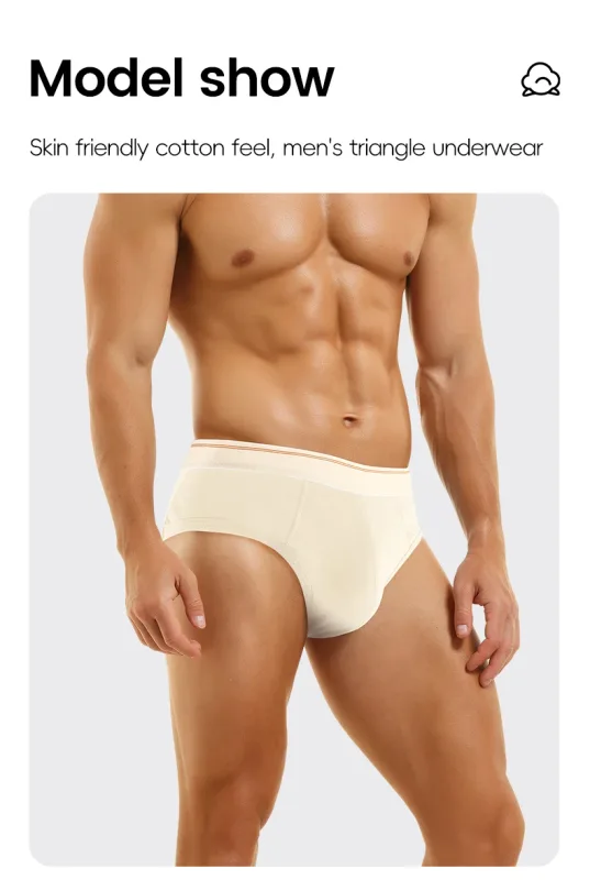 Cueca triangular masculina de algodão puro, respirável e confortável, cintura média, suave para a pele e macia, cueca adolescente 3256810188437944