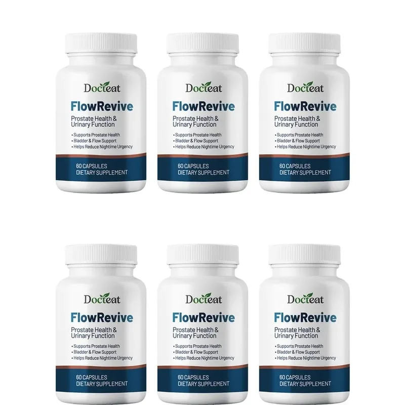 Docteat FlowRevive Próstata Saúde Função Urinária Cápsulas Botânicas com Saw Palmetto e Extrato de Casca de Pygeum 60 Cápsulas