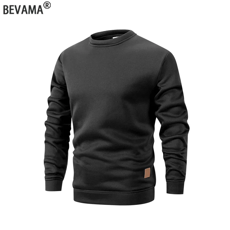 Moletom masculino quente com gola redonda, forrado de lã, pulôver térmico, outono inverno, moda casual, suéter solto de malha com capuz de manga comprida