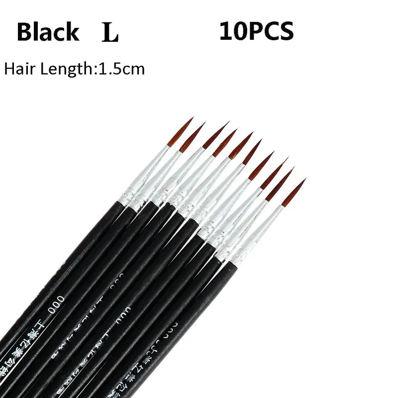 10 pçs fino pintado à mão fina gancho linha caneta desenho arte caneta escova de náilon maquiagem delineador caneta detalhe escova cosméticos arte suprimentos