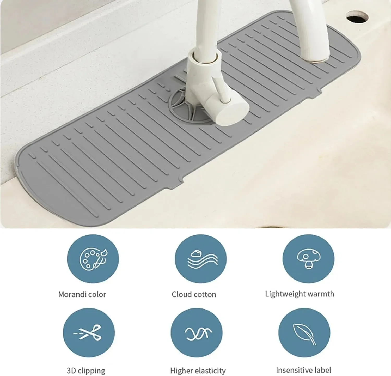 Torneira da cozinha respingo almofada de silicone torneira da pia respingo guarda esteira esponja dreno almofada bancada protetor para cozinha banho gadgets — image 2