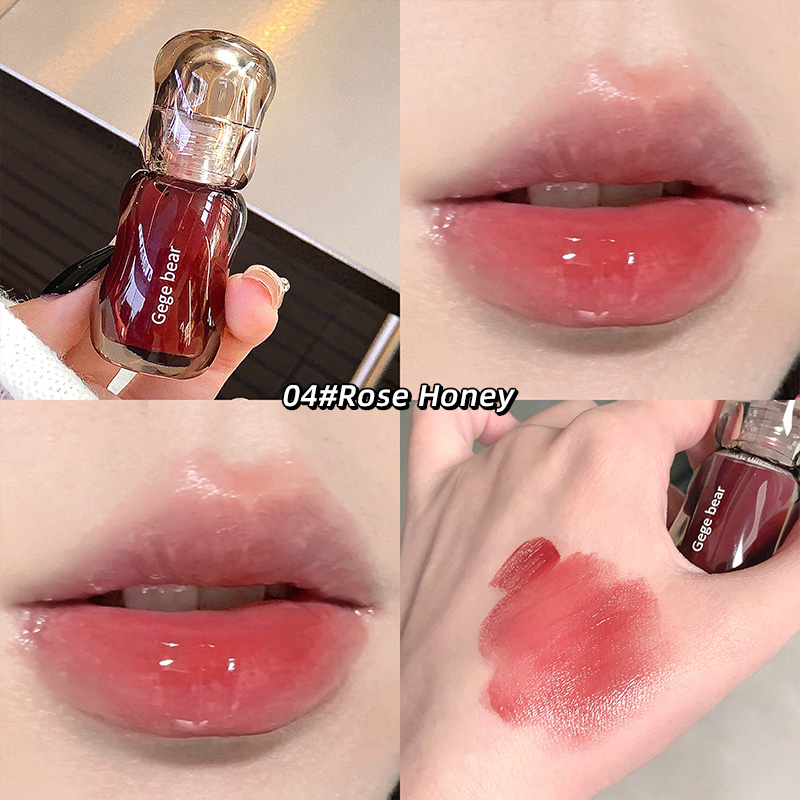 Gege Bear Crystal Gloss Lip Tint — Autumn/Winter Hydrating Formula Mirror-Gloss Finish Youthful Plumping Effect