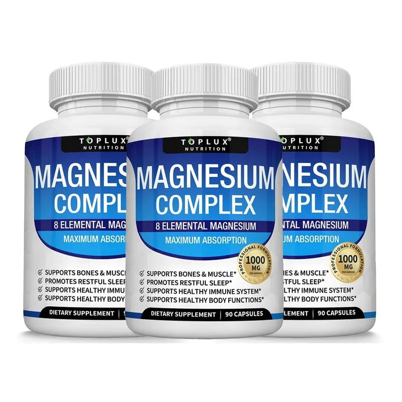 Magnesium Complex Supplement | 1000mg Magnesium Glycinate Malate Citrate | 8 Elemental Chelated Formula | Vegan Non-GMO 90 C