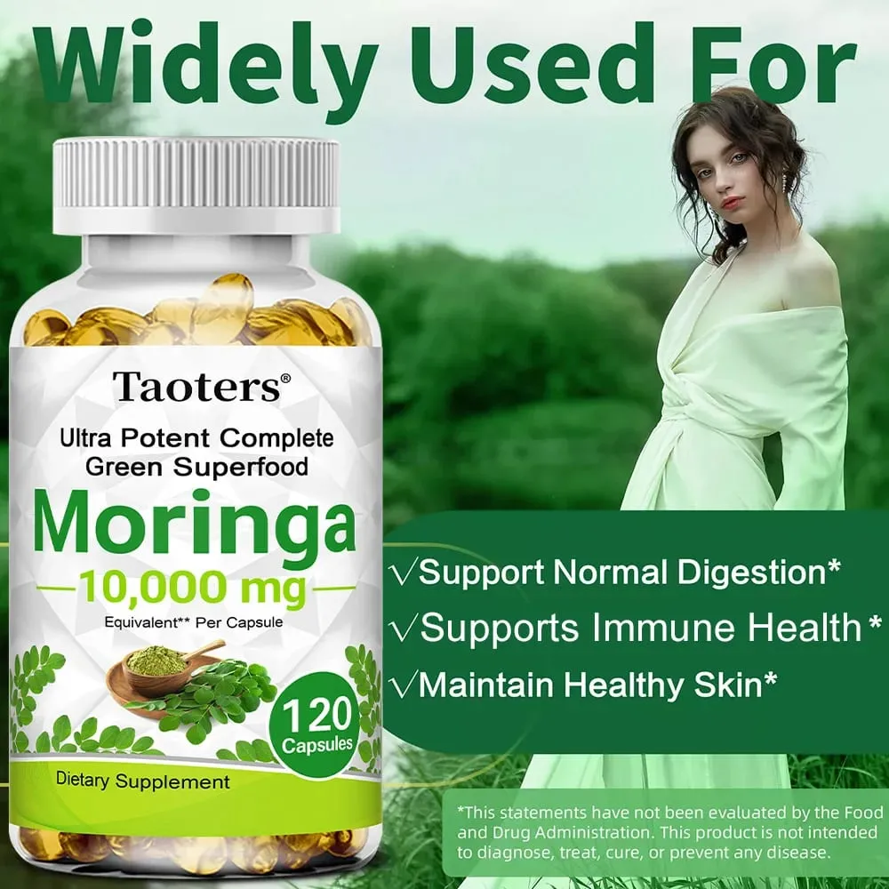 Moringa Capsules 1000mg - for Immune System Energy & Metabolism Antioxidant Promotes Digestive and Brain Health
