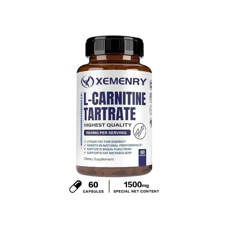 Cápsulas de L-Carnitina - Suporta Concentração de Memória Metabolismo de Gordura Metabolismo Energético Saúde do Cérebro para Homens e Mulheres