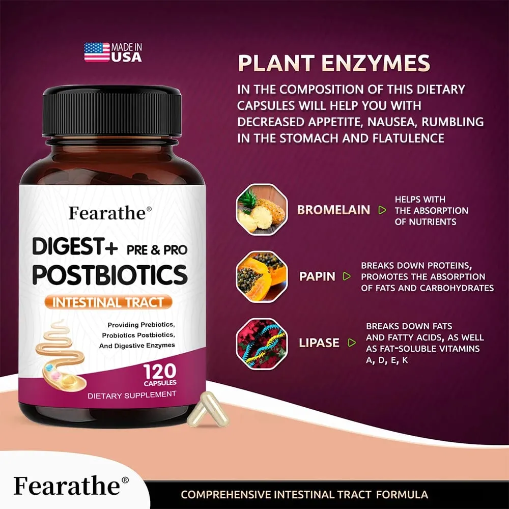 Cápsulas digestivas + prebióticas + probióticos apoiam enzimas digestivas, saúde intestinal, imunológico, aliviam o inchaço