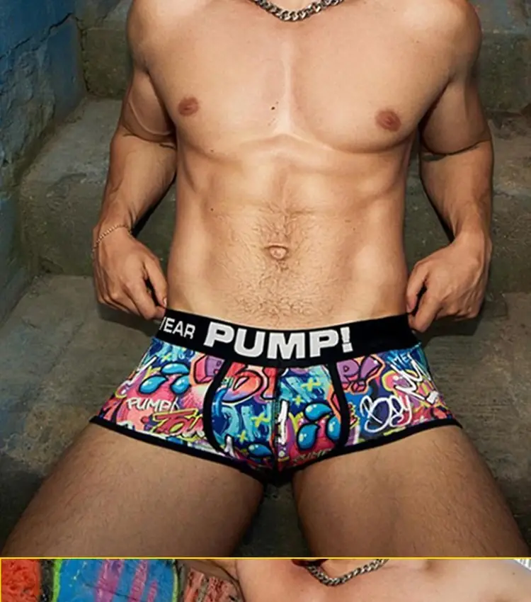 1 pçs masculino algodão mistura de náilon boxer briefs all-over graffiti impressão ampla cintura elástica não-apertado moda esporte roupa interior