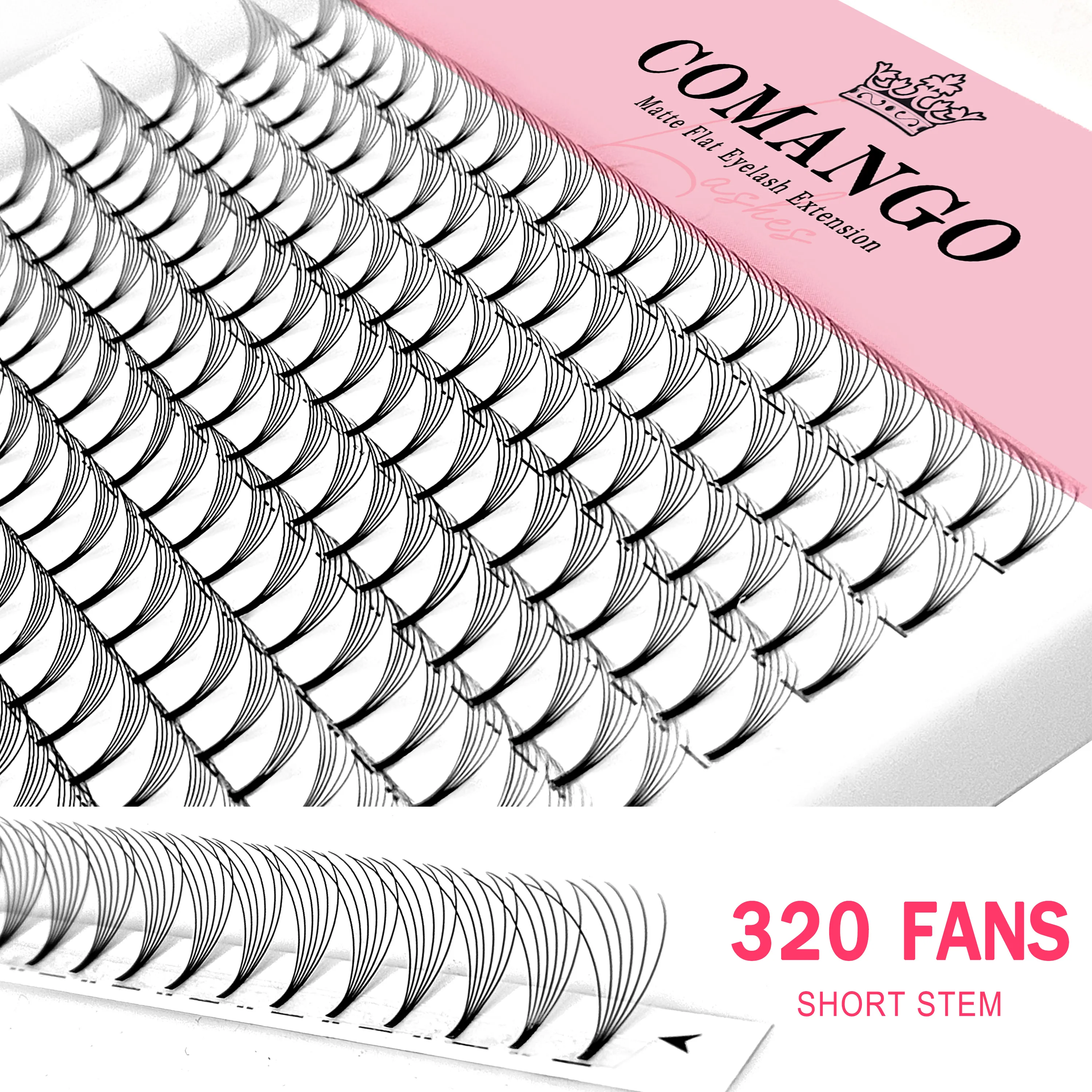 Comango wispy pré-fabricados fãs de volume 3-10d extensão de cílios individuais haste curta 320 fãs falso vison pré feito cílios russos — image 4
