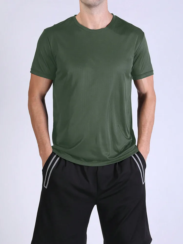 5PCS Men's Solid Color Ultralight Quick Dry Sport T-Shirt Breathable Lightweight Top For Fitness Training Workout Running Gym