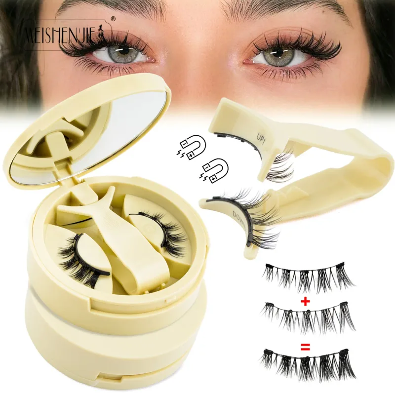 1/3 pares cílios magnéticos feitos à mão cílios macios reutilizáveis ​​magnéticos olhar natural 3d cílios postiços conjunto de pinças de maquiagem