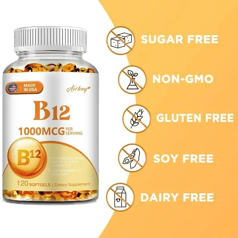 Vitamina B12 1000mcg - Beneficia a função cerebral e cardíaca O aprendizado da memória ajuda a aumentar a energia natural