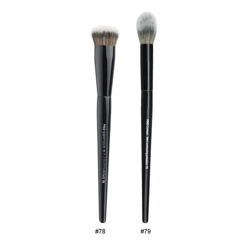 2 pçs/set Pro Preto Pincéis de Maquiagem Cabelo Sintético Pó Sombra Mancha Destaque Fundação Airbrush Difusor Make Up Brush