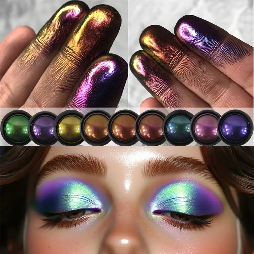 Pó de sombra camaleão multicromado, pigmento holográfico multicromo para maquiagem dos olhos, arte em unhas, cosplay