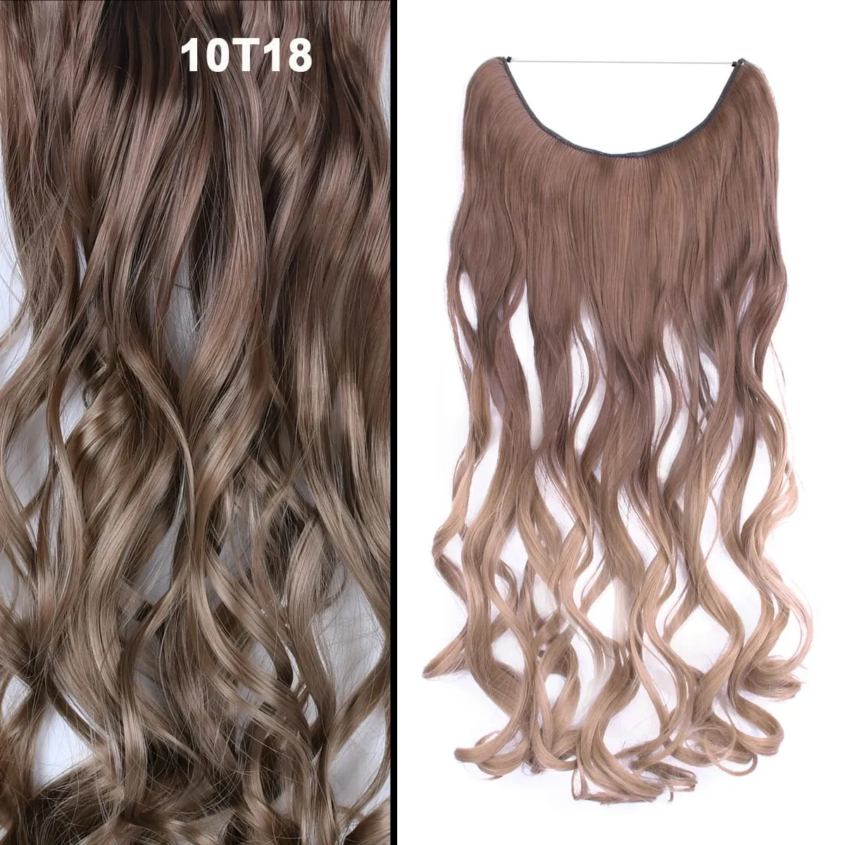 Jeedou Bergelombang Sambungan Rambut Keanjalan Keanjalan Tali Ikan Kawat Halimunan Satu Keping Tanpa Klip Alat Rambut Sintetik Warna Ombre Untuk Wanita