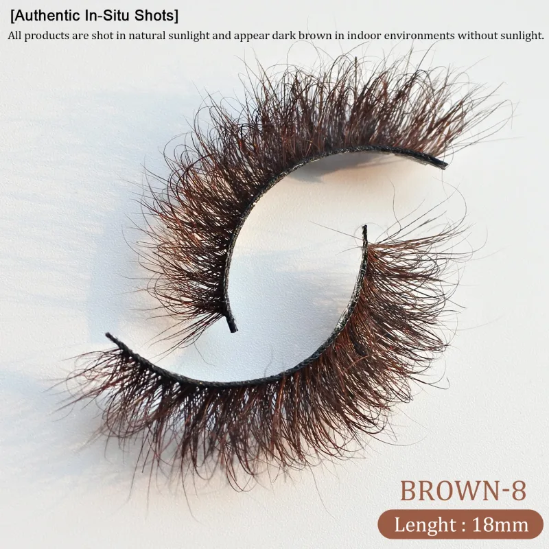 `Marrom escuro 3d vison cílios postiços fofos finos volume tira cílios macios feitos à mão marrom vison cílios maquiagem natural olho beleza t