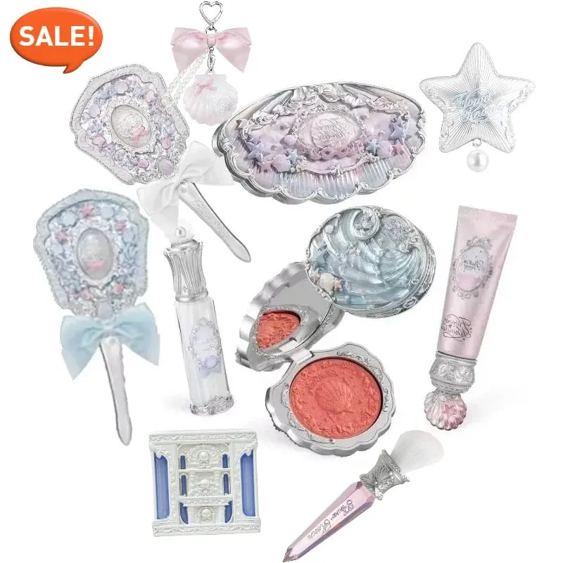 化妝禮品組 Flowerknow Shell's Jewel 眼影腮紅唇釉定妝粉校正底漆女士全套套裝