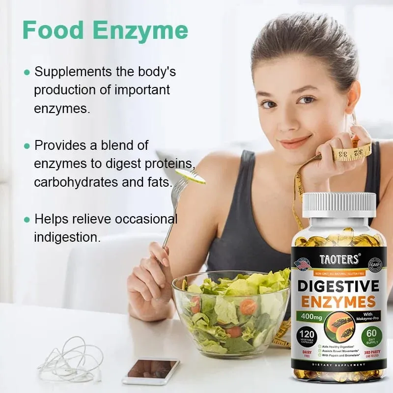 Digestive Enzymes - Aids in Bowel Movements Metabolism Nutrient Digestion and Intestinal Health for Adult Men and Women
