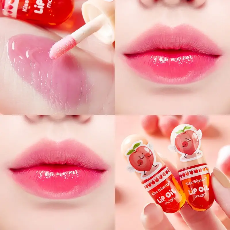 1 pçs hidratante cor mudando batons líquidos transparente pêssego lábio óleo hidratante natural lipgloss maquiagem duradoura cosméticos
