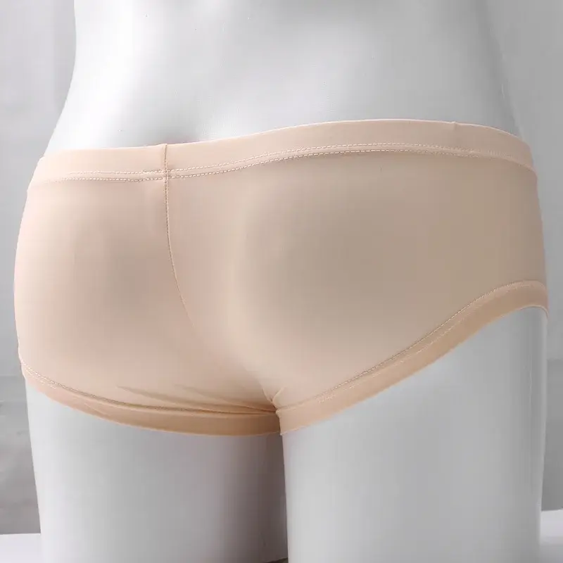 Men's Panties Ice Silk Breathable Underwear Thin See-Through Bikini Slip Homme Sexy Ultra Low Waist Bulge Pouch Boxer Briefs