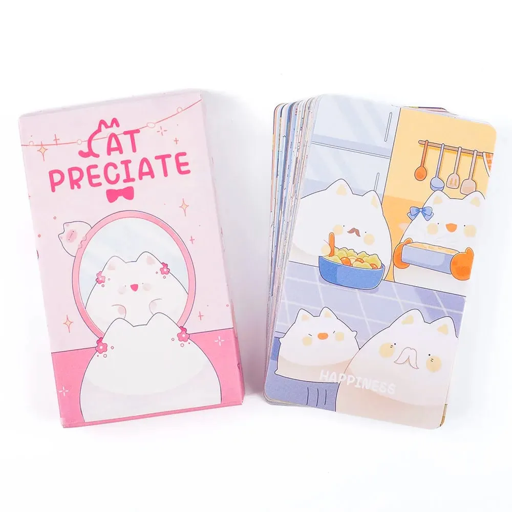 Novo estilo gato apreciar tarô 48 cartas baralho adivinhação destino tarô oráculo cartas festa entretenimento tabuleiro jogo de jogo 10.4x6.1cm