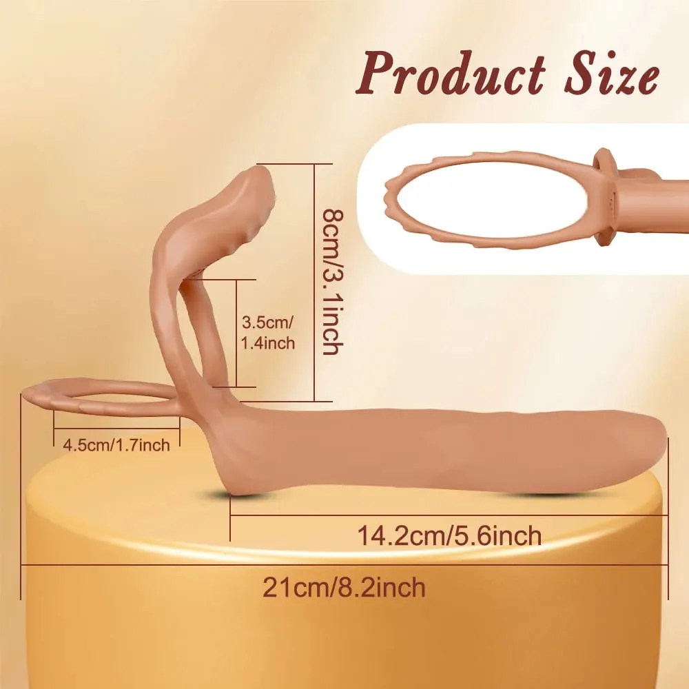 Vibrador de penetração dupla para casal, anel peniano de sêmen, anel peniano, ampliação do pênis, brinquedos sexuais vibratórios retardados para homens adultos