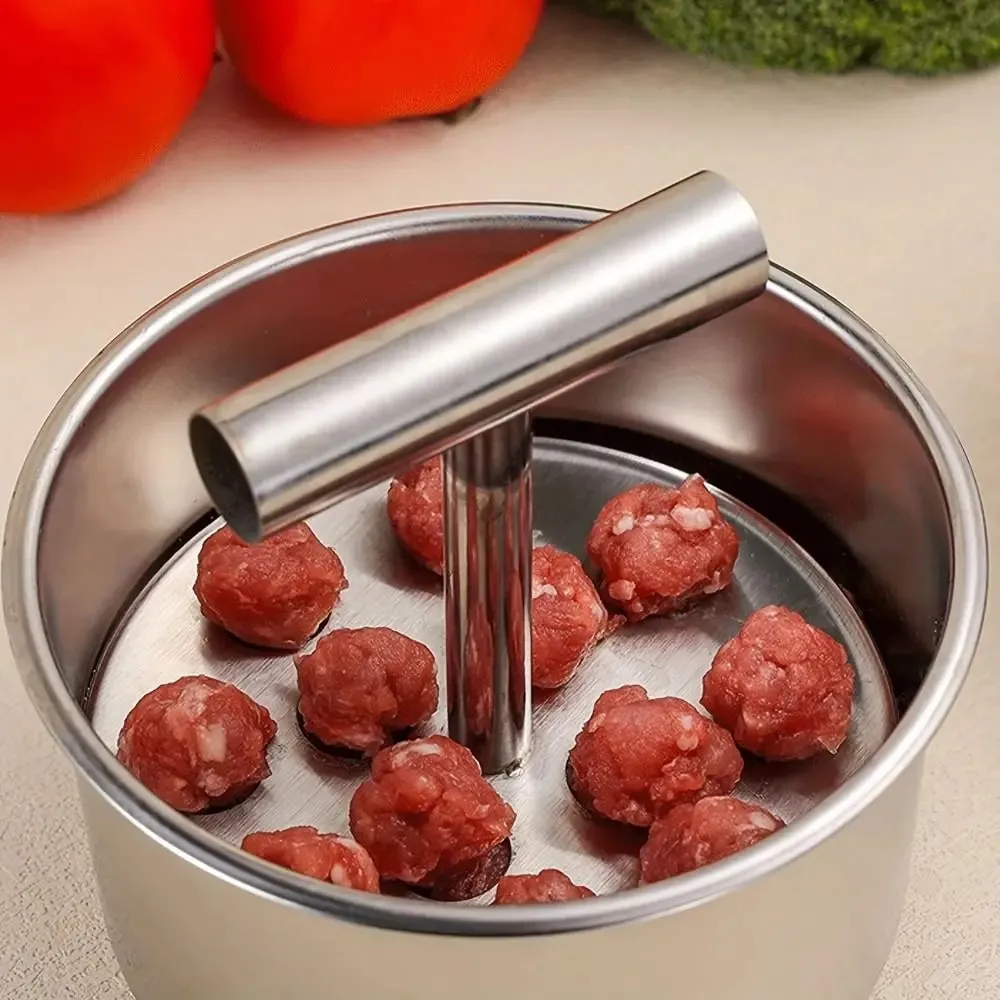 不鏽鋼手壓肉丸機高效率創意肉丸機工具手冊快速簡單 DIY 肉丸