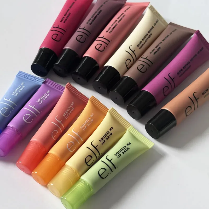 Novo elf brilho labial de 8 cores e blush em pó multicolorido, textura fina, leve, hidratante, nutritivo, bálsamo labial, cosméticos de cuidados